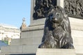 LONDON-ENGLAND-JAN 21, 2017: The famous statues of four lions in