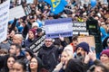 LONDON, ENGLAND- 22 January 2022: Protesters at the NHS100K protest against vaccine mandates for National Health Service staff