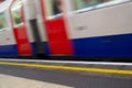 LONDON/ENGLAND Ã¢â¬â JANUARY 26 2020: Tube train pulling into Charing Cross underground station in London Royalty Free Stock Photo