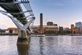 Amazing sunset Cityscape from Millennium Bridge and Thames River, London, Great Britain Royalty Free Stock Photo