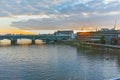 Amazing sunset Cityscape from Millennium Bridge and Thames River, London, Great Britain Royalty Free Stock Photo