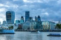 LONDON, ENGLAND - JUNE 15 2016: Amazing Sunset Skyline of London From Tower Bridge, England Royalty Free Stock Photo