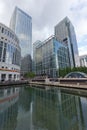 LONDON, ENGLAND - JUNE 17 2016: Business building and skyscraper in Canary Wharf, London, England