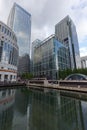 LONDON, ENGLAND - JUNE 17 2016: Business building and skyscraper in Canary Wharf, London, England