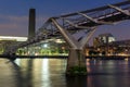 LONDON, ENGLAND - JUNE 17 2016: Night Panorama of Millennium Bridge, Tate Modern Gallery and Thames River, London Royalty Free Stock Photo