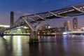 LONDON, ENGLAND - JUNE 17 2016: Night Panorama of Millennium Bridge, Tate Modern Gallery and Thames River, London Royalty Free Stock Photo