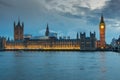 Night photo of Houses of Parliament with Big Ben from Westminster bridge, London, England, Great B Royalty Free Stock Photo