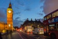 LONDON, ENGLAND - JUNE 16 2016: Night photo of Houses of Parliament with Big Ben from Westminster bridge, London, Great B Royalty Free Stock Photo