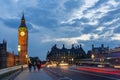 LONDON, ENGLAND - JUNE 16 2016: Night photo of Houses of Parliament with Big Ben from Westminster bridge, London, Great B Royalty Free Stock Photo