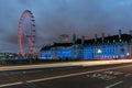 LONDON, ENGLAND - JUNE 16 2016: Night photo of The London Eye and County Hall from Westminster bridge, London, Great Brit Royalty Free Stock Photo