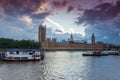 LONDON, ENGLAND - JUNE 16 2016: Sunset view of Houses of Parliament, Westminster palace, London, Great Britain Royalty Free Stock Photo