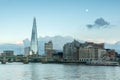 London, England - June 17 2016: Twilight on the Thames river and The Shard skyscraper, London Royalty Free Stock Photo