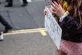 LONDON, ENGLAND- 13 March 2022: Reveller at a Dance For Peace Parade to fundraise for Red Cross and Disasters Emergency Committee