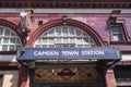 London, England - May 14, 2019 : View of Camden town, London Underground station facade and logo. Royalty Free Stock Photo