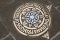 Metal plaque in the pavement, marking the Princess Diana Memorial Walk in London. England