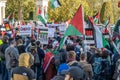 LONDON, ENGLAND - 11 November 2023: People taking part in a Free Palestine march during Armistice Day