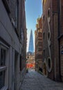 London, England, November 25, 2022: Picturesque Lovat Lane, a place to walk, with The Shard Tower visible at the end