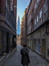 London, England, November 25, 2022: Picturesque Lovat Lane, a place to walk, with The Shard Tower visible at the end