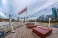 View from one ship with British flag on Thames river Royalty Free Stock Photo