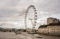 The London Eye, or the Millennium Wheel, is a cantilevered observation wheel on the South Bank of the River Thames
