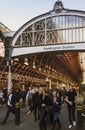 People in Paddington Station, one of London`s busiest rail transport hubs