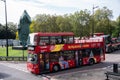 Red Double decker buses for tourists and regular transportation are very popular features of London city.