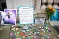 LONDON, ENGLAND- 26 October 2021: Signs and trinkets in support of Nazanin as Richard Ratcliffe embarks on a hunger strike Royalty Free Stock Photo
