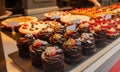 London: Upscale cafe with beautiful desserts full of cakes and colorful pastries