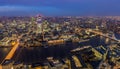 London, England - Panoramic aerial skyline of London by night Royalty Free Stock Photo