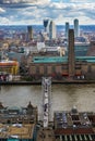 London, England - Panoramic aerial view of south London with Millennium Bridge