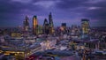 London, England - Panoramic skyline view of Bank district of London Royalty Free Stock Photo