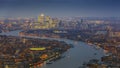 London, England - Panoramic skyline view of east London with skyscrapers Royalty Free Stock Photo