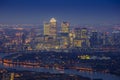 London, England - Panoramic skyline view of east London with skyscrapers Royalty Free Stock Photo