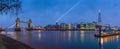 London, England - Panoramic view of London`s most famous icons at blue hour Royalty Free Stock Photo