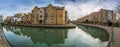London, England - Panoramic view of the Ornamental Canal at St Katharine`s & Wapping