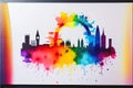 London, England rainbow silhouette city skyline