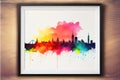 London, England rainbow silhouette city skyline