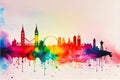 London, England rainbow silhouette city skyline Royalty Free Stock Photo