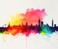 London, England rainbow silhouette city skyline Royalty Free Stock Photo