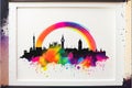 London, England rainbow silhouette city skyline Royalty Free Stock Photo