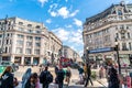 London, England -2 SEP 2019 : The famous Oxford Circus with Oxford Street and Regent Street on a busy day