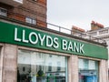 Lloyds Bank green sign and facade. King`s Road, London UK.