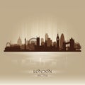 London England skyline city silhouette Royalty Free Stock Photo