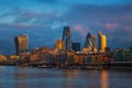 London, England - Skyscrapers of Bank, the leading financial district of London at golden hour Royalty Free Stock Photo