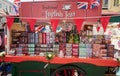 LONDON. England - 08/20/2019: Traveling stall of English tea, in the Portobello Market