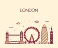 London England Trendy illustration line art style