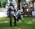 London / England UK - Agoust 22, 2008: free rappresentation of knights fight outside the London Tower.