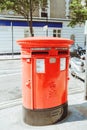 London, England, UK - August 18, 2017: Iconic red post box in Lo Royalty Free Stock Photo