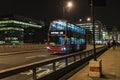 Bus circulating at night in London, England UK