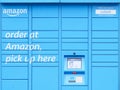 London, England, UK, February 13th 2022, Amazon delivery blue locker collection box cabinet